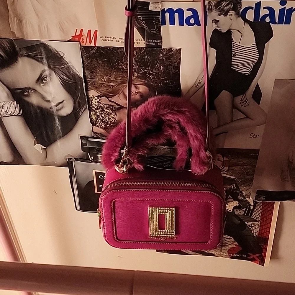 NWT Karl Lagerfeld Paris Simone faux fur trim crossbody bag - Picture 5 of 7